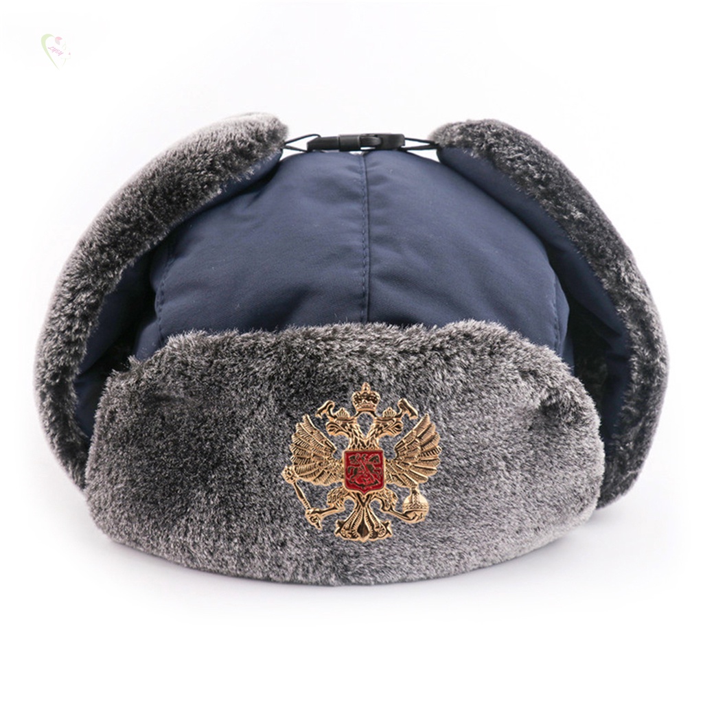 Mũ Đội Mùa Đông Đính Huy Hiệu Trapper Nga Giả Lông Thú Đội Mũ Ushanka ...