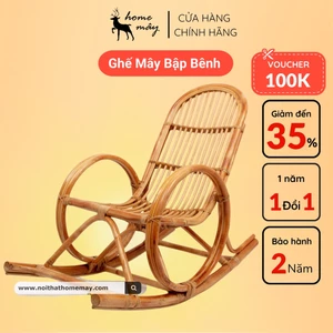 Ghế mây bập bênh thư giãn ngoài trời HOME MÂY - Sản phẩm chuẩn kích thước dành cho người lớn đọc sách