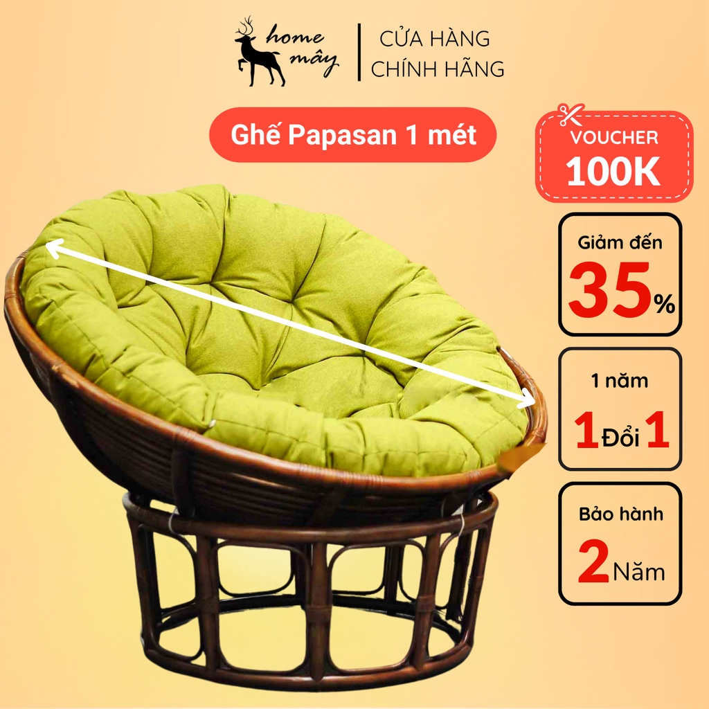 Ghế Mây Papasan KÈM nệm tròn - Sản phẩm thư giãn cho phòng khách và phòng ngủ từ HOME MÂY