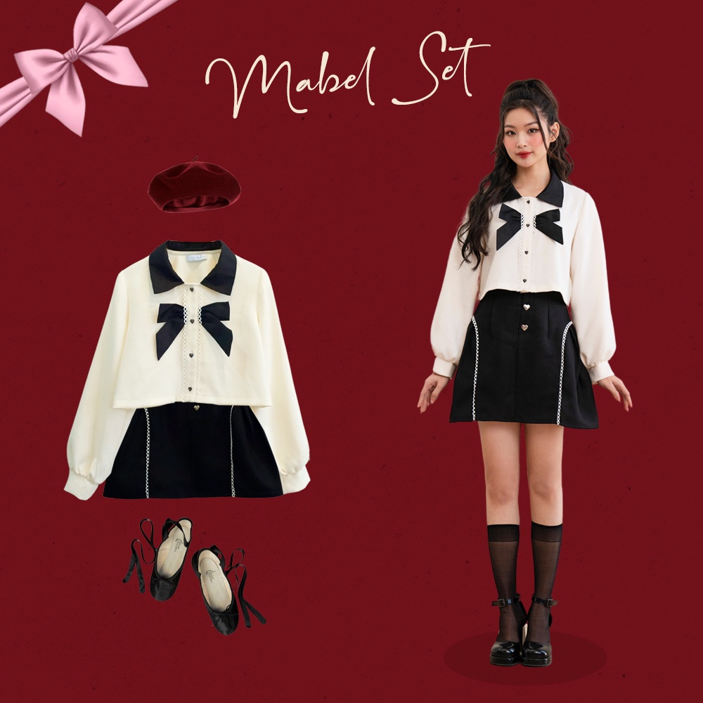 BLEUBIRD Set gồm áo và chân váy Mabel Set