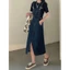 FREESHIP YẾM VÁY XANH ĐẬM VINTAGE DEMIN