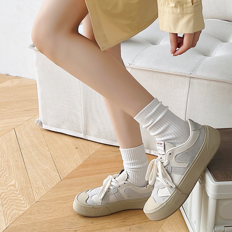 Tất Vớ Cổ Cao Camel Gân Trơn Nam Nữ Màu Set Camel Kem Sữa Hàn Quốc Horizon Tất Thể Thao Basic