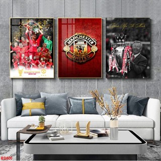 Tranh Treo Tường Cầu Thủ Bóng Đá Ronaldo - Manchester United - Tranh Laminate Tráng Gương (Bộ 3 Tấm)