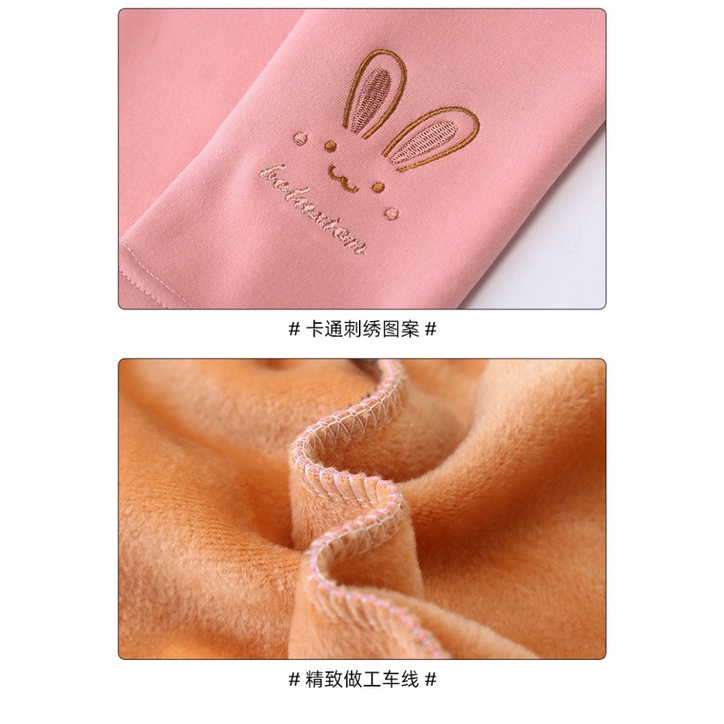 Quần Legging Trẻ Em 100-140cm Lông Cừu Lót Dày Mặc Ngoài Mùa Đông Thu Đông Bé Gái Thêu Phong Cách Mới Mùa Đông Thời Trang Quần Nữ Quần Dài