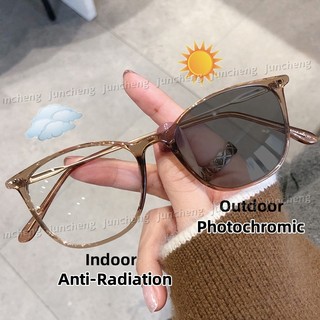 Kính Mắt Chống Bức Xạ Photochromic Dành Cho Nữ Thời Trang Chống Ánh Sáng Xanh UV400 Unisex Kính Thích Ứng Có Thể Thay Thế Ống Kính Kính Kính Mắt Khung Tự Động Đổi Màu Kính Mát