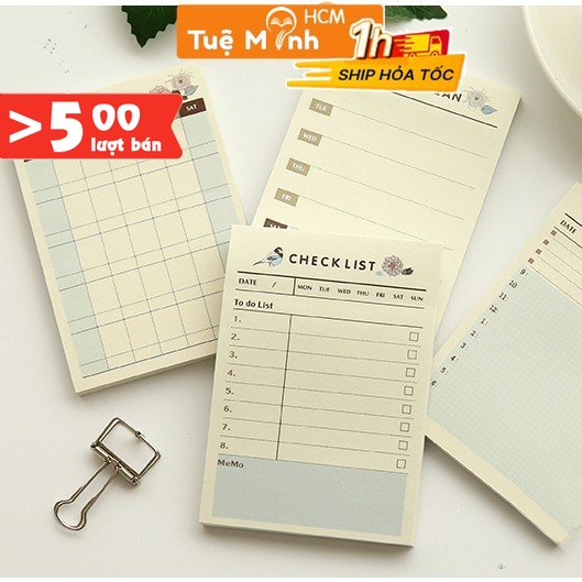 Bộ 60 tờ note ghi chú kiểu Vintage lập check list kế hoạch dễ thương ...