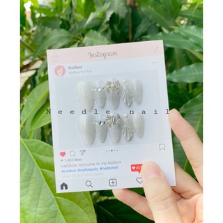 nail box thiết kế mắt mèo kim cương đính charm nơ