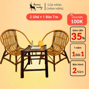 Combo ghế mây tre và đôn tre HOME MÂY - Sản phẩm tự nhiên, nhỏ gọn, và tiện lợi cho trang trí ban công gia đình