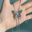 Unstop * Vòng Cổ Bướm Thời Trang Quà Tặng Cho Bé Gái Nữ Bạc Bướm Dây Rút Vòng Cổ Choker Trang Sức Quà Tặng Cho