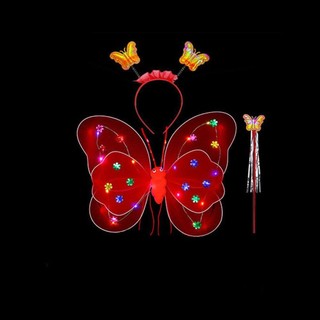 SWEETASHAHEARTS Váy Bé Gái Bộ Váy Lạ Mắt 2-8 Tuổi Đèn Phù Hợp Với Tóc Công Chúa Vòng Thiên Thần Dạ Quang Cánh