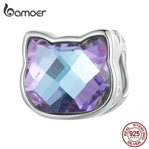 BAMOER Mặt Vòng cổ Bạc 925 Hình Mèo Dễ Thương