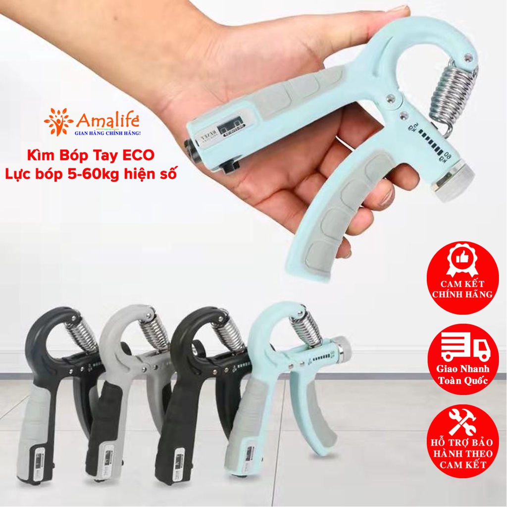 Ảnh Kìm Bóp Tay ECO Chữ R Dụng Cụ Tập Gym Lực Cơ Tay Tại Nhà Điều Chỉnh Lực Từ 5 - 60kg Có Đếm Số Tự Động Chính Hãng Amalife 1