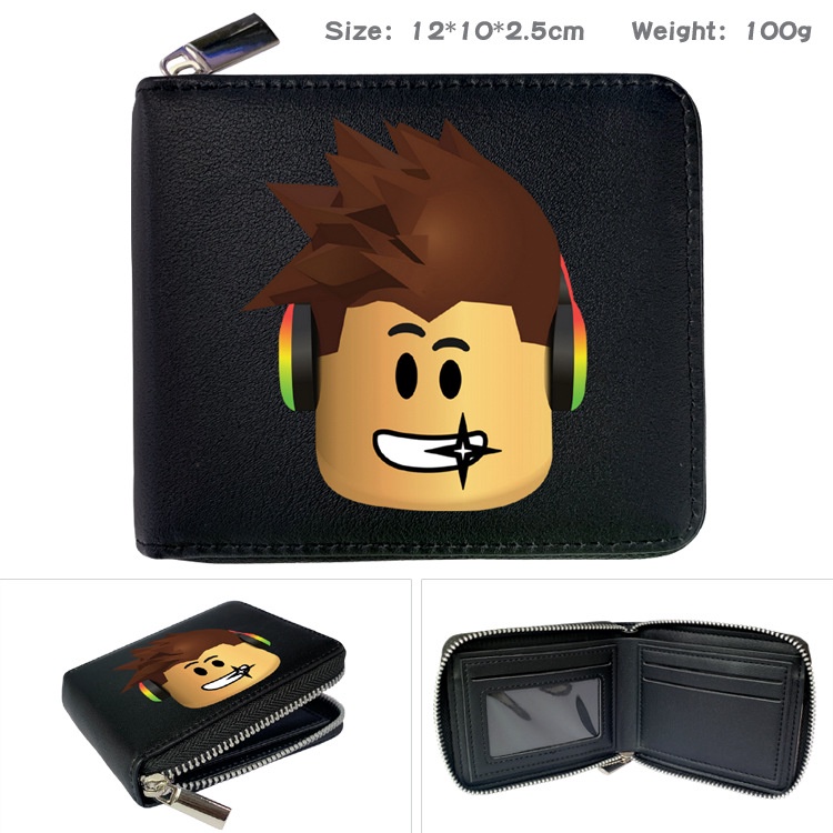 Hot Game Roblox Đen Đơn Giản Thường Ngày Sinh Viên Ví Ngắn Bé Trai Cô Gái Hoạt Hình ID Đồng Xu Bifold Ví Ngắn
