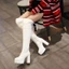 34-43 Kích Thước Gợi Cảm Lưng Buộc Dây Giày Nữ Gót Dày Cao Gót Dày Nền Tảng Trên Đầu Gối Giày Châu Âu Mỹ Slimm