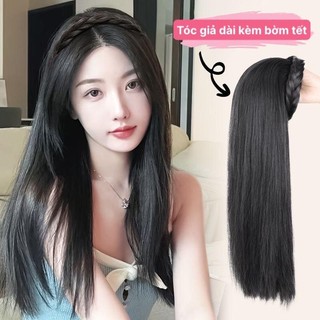 Bộ tóc giả nửa đầu nữ đẹp, có gắn bờm tóc giả - Tóc giả nửa đầu thẳng dài 60cm HaminStore