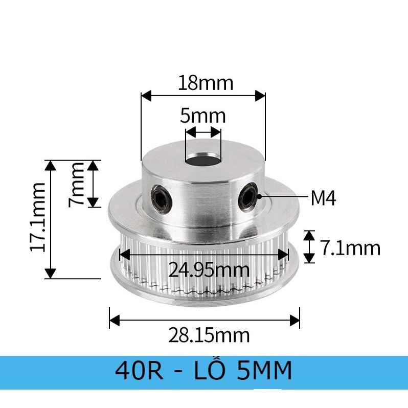 Puly bánh răng đồng bộ - ròng rọc truyền động dây curoa mini GT2 ...