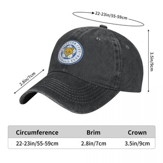 Logo Leicester City F.C. Mũ Denim Rửa Người Lớn 100% Cotton Cong Vành Mũ Chống Nắng Đơn Giản Thường Ngày Phù Hợp Với Mũ Bóng Chày Unisex Có Thể Điều Chỉnh Nam Nữ Mũ Cũ
