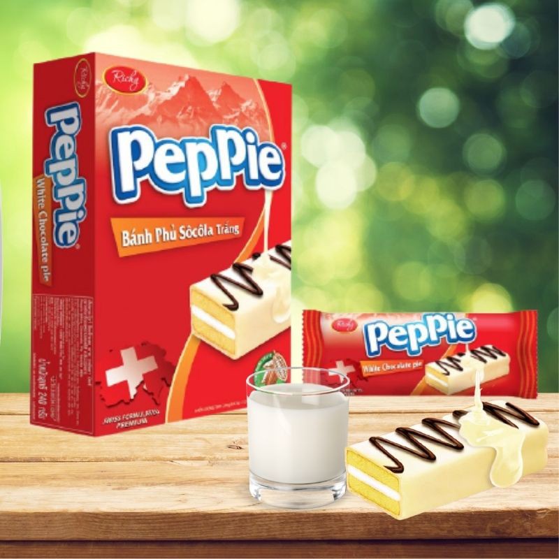 VỊ MỚI | MUA 3 TẶNG 1] Tổng 4 gói Bánh phủ socola Peppie Richy vị Vani loại khay 360g