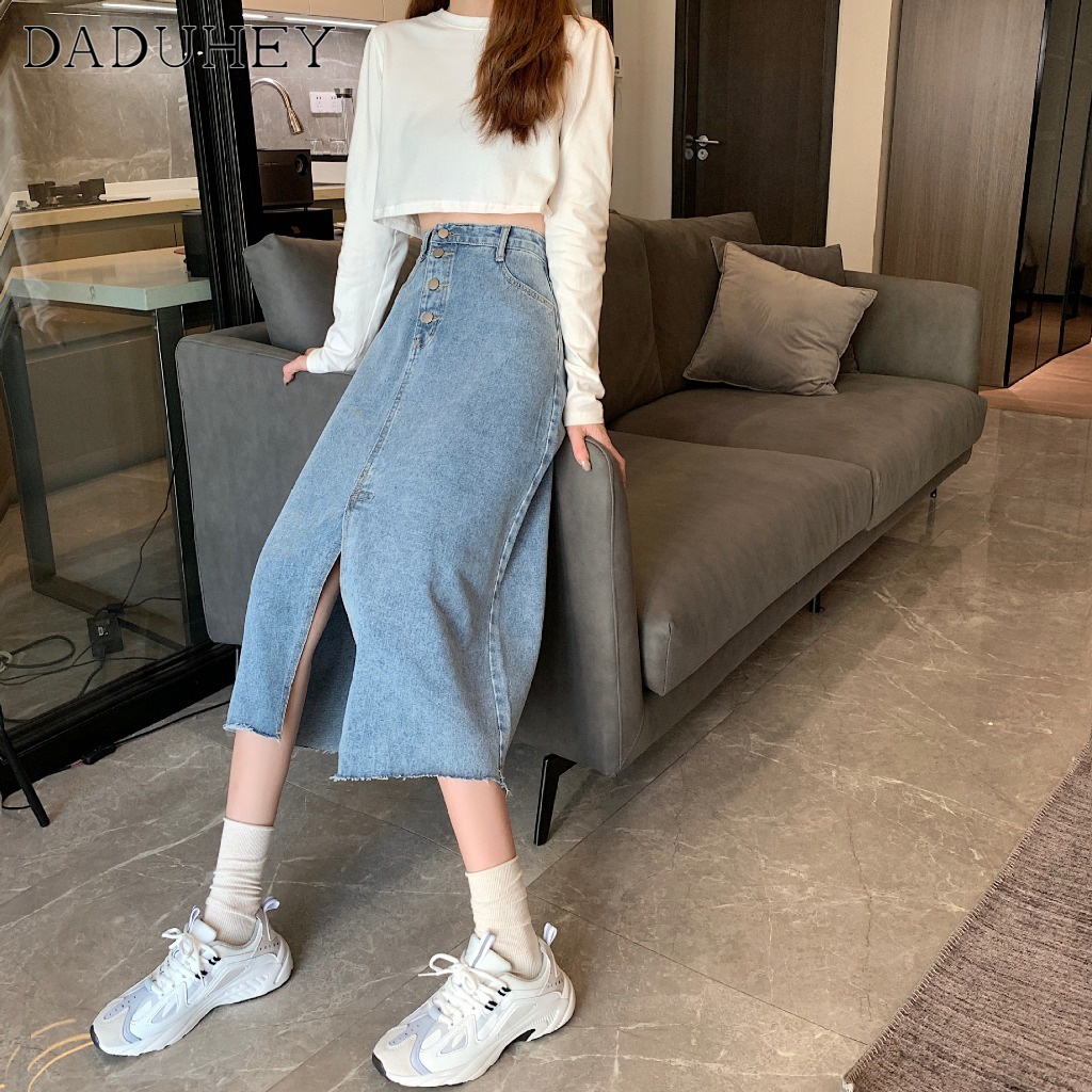 Ảnh Chân váy denim DaDuHey lưng cao thời trang Hàn Quốc 2023 cao cấp 3