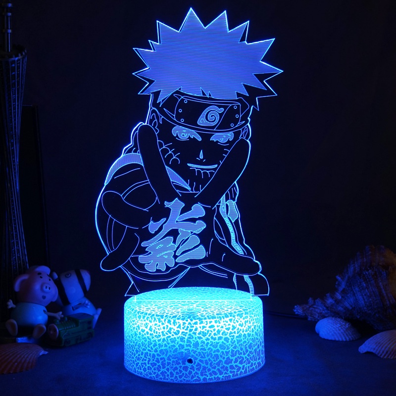 HK1 Naruto Đèn Ngủ Anime 3D Đèn LED Từ Xa Sạc USB Cầu Vồng Chiếu Sáng Sharingan Trang Trí Nhà Quà Tặng KH1