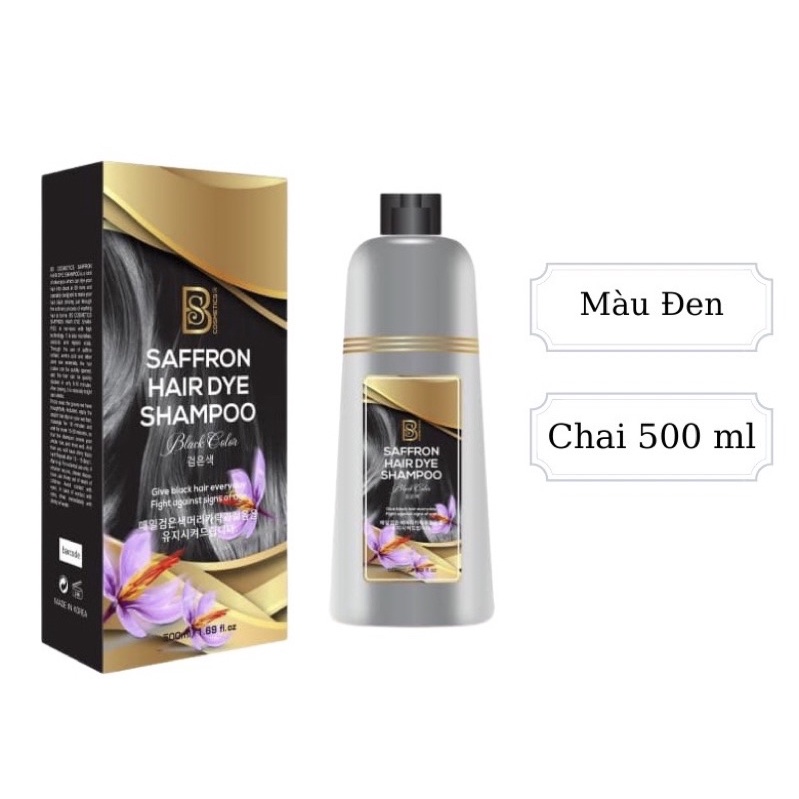 SAFFRON HAIR DYE SHAMPOO Dầu phủ b.ạc tinh chất saffron chai 500ml