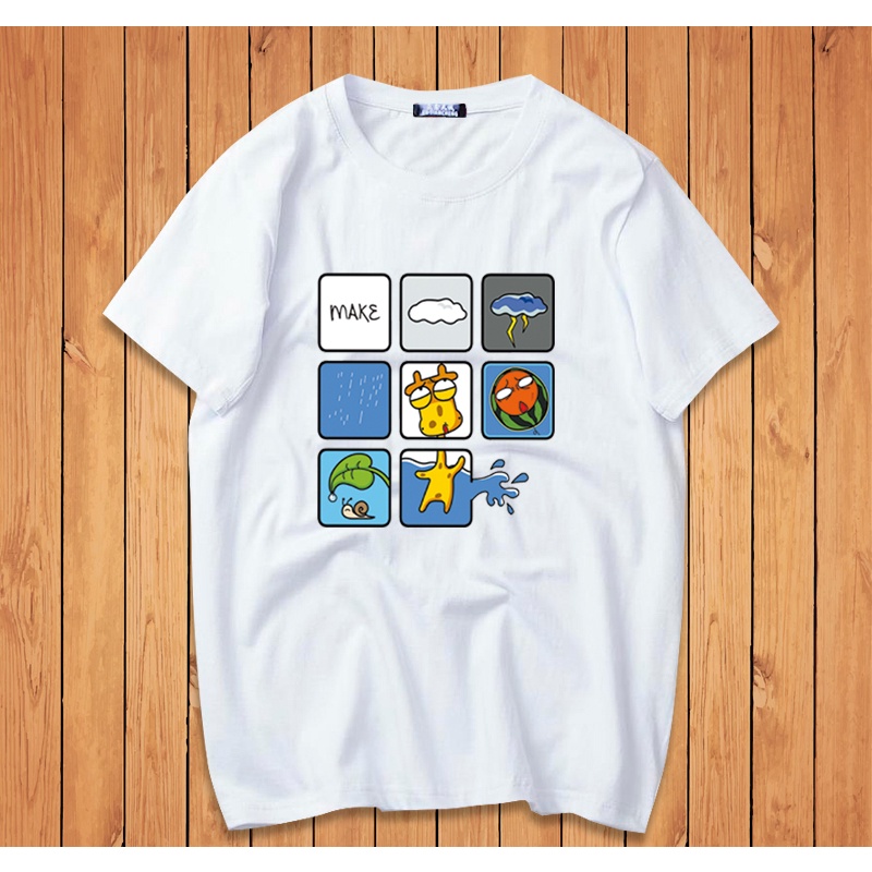 Áo Thun Nam Form Rộng HappyTee - Mẫu Họa Tiết Hoạt Hình  Ngộ Nghĩnh Chất Vải Cotton 100 Màu Đỏ,Trắng,Đen,Xanh Navi