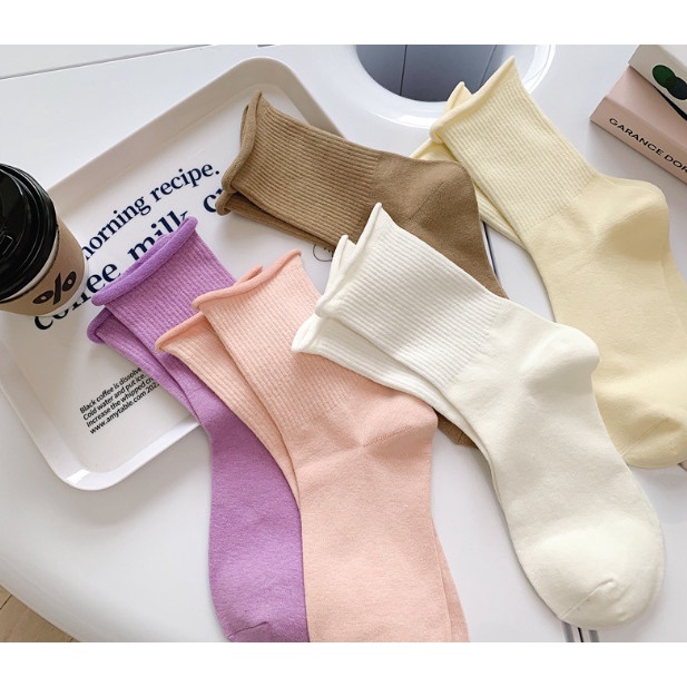 Vớ Tất cotton nữ cổ nhún đủ màu phong cách Hàn Quốc, trẻ trung, năng động.