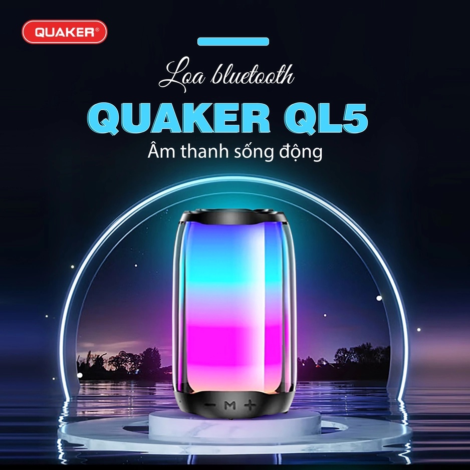 Loa bluetooth mini Quaker QL05 âm bass sâu đèn led 7 màu nghe liên tục 4h