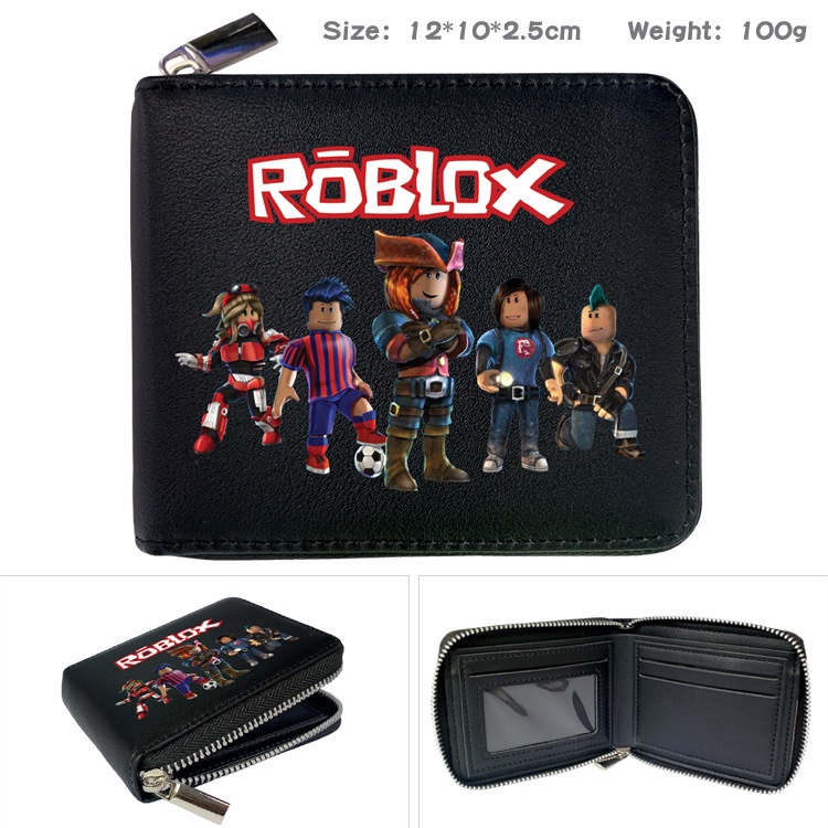 Hot Game Roblox Đen Đơn Giản Thường Ngày Sinh Viên Ví Ngắn Bé Trai Cô Gái Hoạt Hình ID Đồng Xu Bifold Ví Ngắn