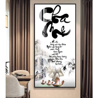Tranh Treo Tường Cha Mẹ , Tranh Tráng Gương D40x60cm D50x75cm D60x90cm D70x110m
