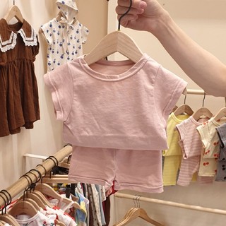 Bộ cộc tay cotton trơn nhiều màu cho bé trai và bé gái
