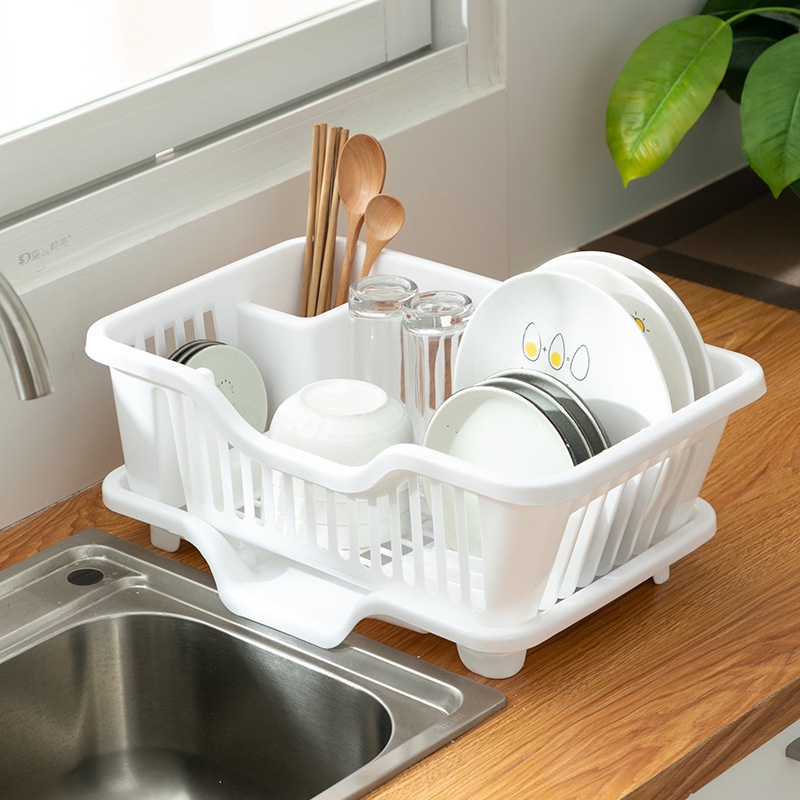 Rổ úp bát kèm khay hứng thoát nước, Giá úp bát thoát nước đa năng