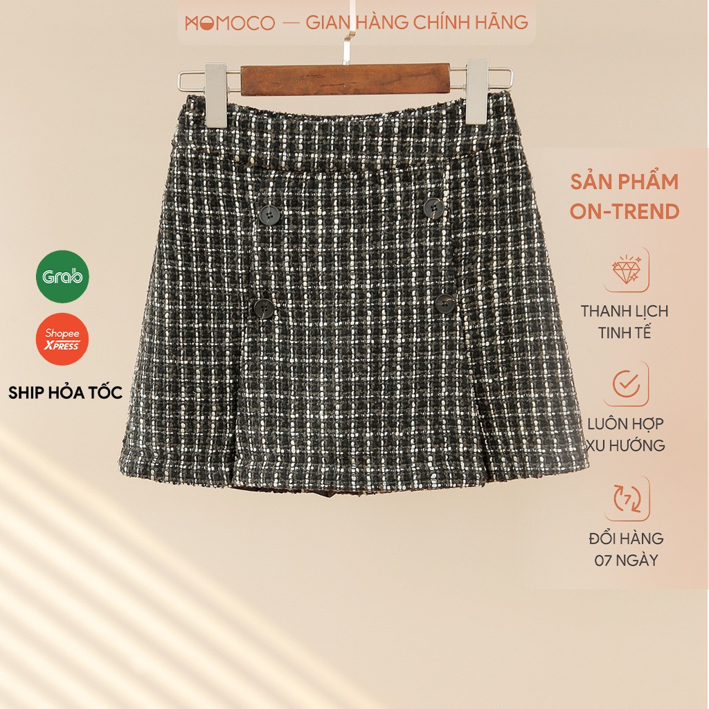 Chân Váy Dạ Kẻ MOMOCO Dáng Chữ A 4 Khuy Dáng Phong Cách Trẻ Trung M2704