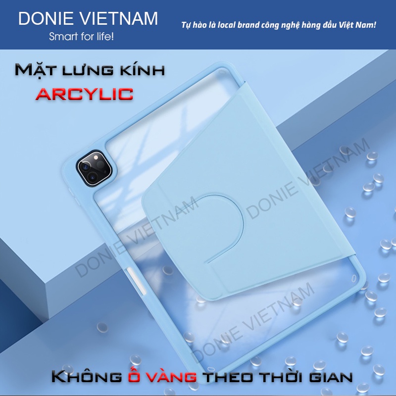 Case iPad Hybrid Slim Mặt Lưng Tháo Rời Có Khay Bút Gen 10/11 Air 4/5/6/7 Pro 11" M2 M3 | DONIE P07