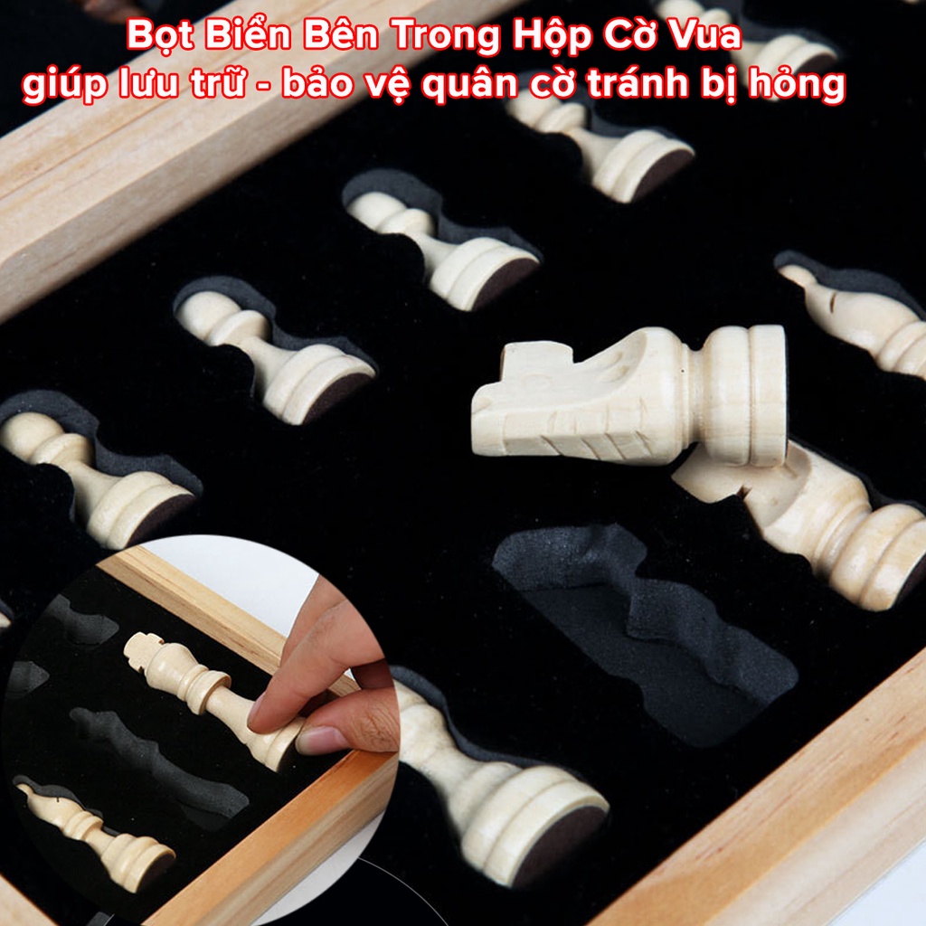 Ảnh Cờ Vua Gỗ Nam Châm Cao Cấp - Bộ Cờ Vua Cao Cấp Bằng Gỗ Thông Tự Nhiên Có Gắn Nam Châm Chính Hãng Amalife 3