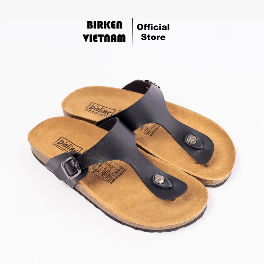 Mã PU07 - Dép công sở Birken Đế Trấu BIOLINE Official Unisex Nam nữ Quai Da Pu Tách Ngón