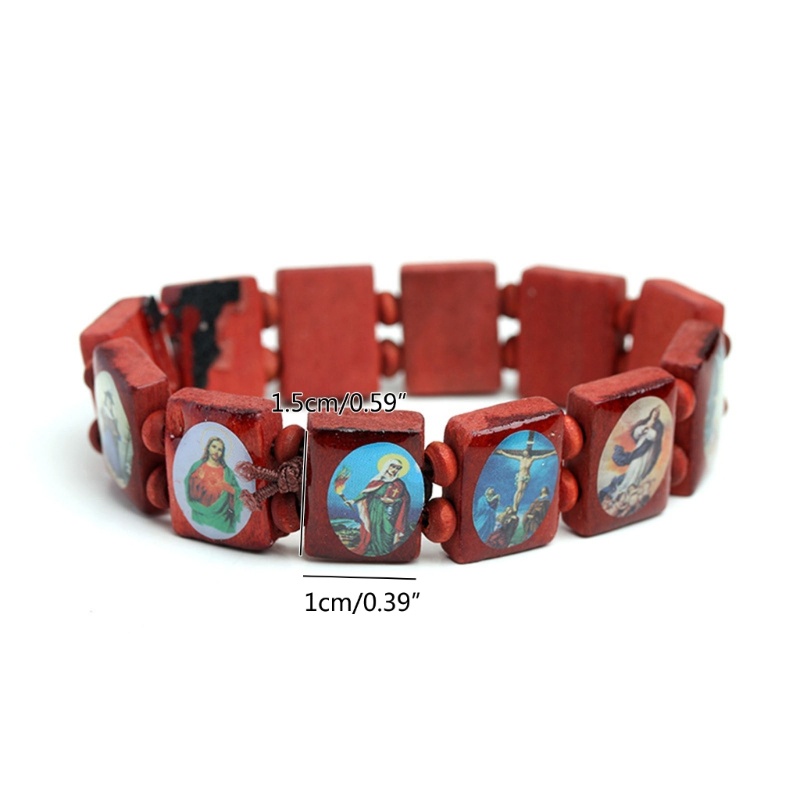 Yoi Thời Trang Gỗ Co Giãn Công Giáo Biểu Tượng Vòng Tay Thánh Chúa Giêsu Thánh Giá Đức Trinh Nữ Maria Tôn Giáo Unisex Vòng Tay 3 Màu