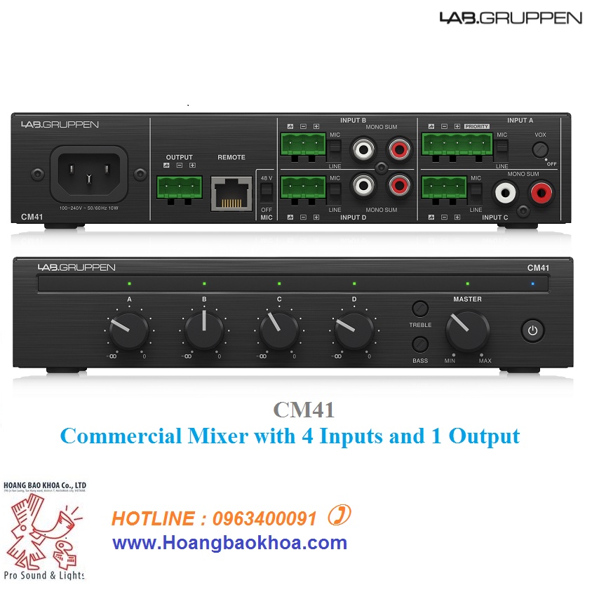 CM41 Rack Mixer Lab.Gruppen -Máy trộn thương mại với 4 đầu vào và 1 đầu ...