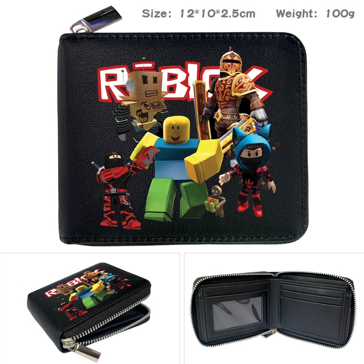 Hot Game Roblox Đen Đơn Giản Thường Ngày Sinh Viên Ví Ngắn Bé Trai Cô Gái Hoạt Hình ID Đồng Xu Bifold Ví Ngắn