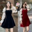 ĐẦM NHUNG TAY PHỒNG TIỂU THƯ PHỐI NƠ THỜI TRANG SANG TRỌNG , SIÊU XINH HIYU STORE