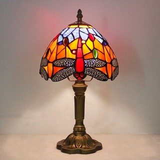 20cm Đèn Bàn Nhỏ Retro Màu Thủy Tinh Baroque Chuồn Chuồn Đèn Đầu Giường Cho Phòng Khách Nghiên Cứu Phòng Ngủ