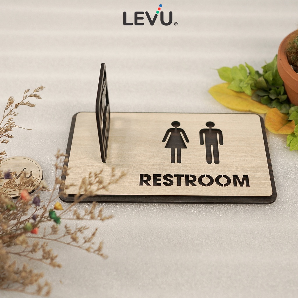 Bảng restroom 3D gắn tường thiết kế hiển thị đa chiều sáng tạo LEVU-TL38