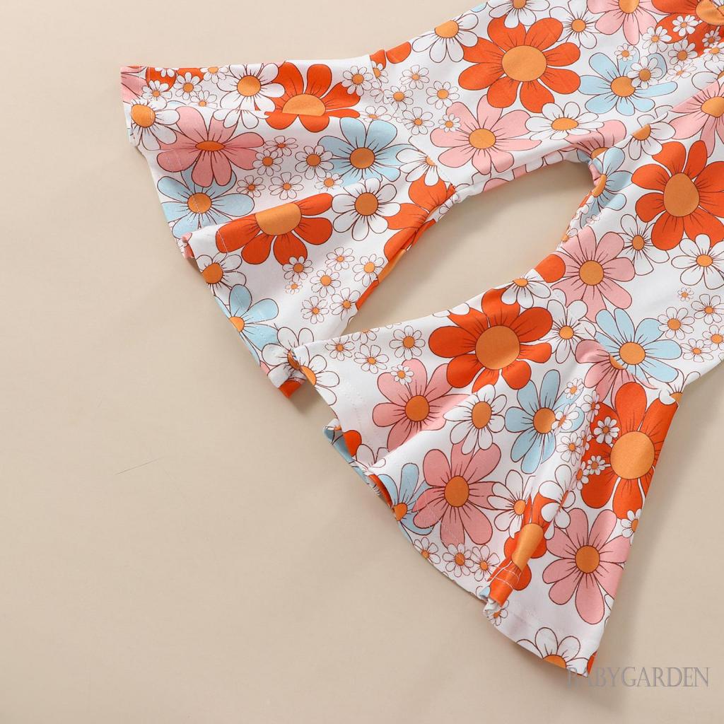 Set Áo Thun Không Tay Cổ Yếm + Quần Dài + Băng Đô Cài Tóc Thời Trang Cho Bé Gái 6 Tháng - 5 Tuổi
