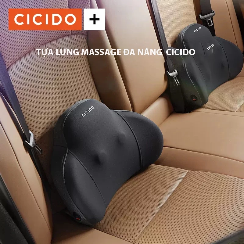 Tựa lưng CICIDO cao cấp có massage hồng ngoại dùng cho ô tô,ghế văn phòng- đệm tựa lưng cao su non bảo vệ cột sống(XH21) — ảnh 1
