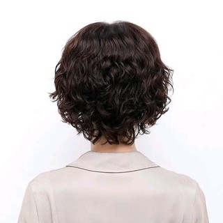 Bộ Tóc Giả Ngắn xoăn đuôi Nguyên Đầu Trung Niên Thẳng TN06 HaminStore