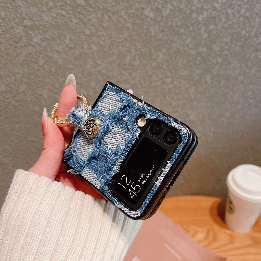 Dành Cho Samsung Galaxy Z Flip 3 4 5 6 7 7FE Vỏ Vải Denim Thời Trang Thiết Kế Độc Đáo Vỏ Bảo Vệ Thiết Kế Sang Trọng Vỏ Chống Sốc Cho Samsung Galaxy Z Flip7