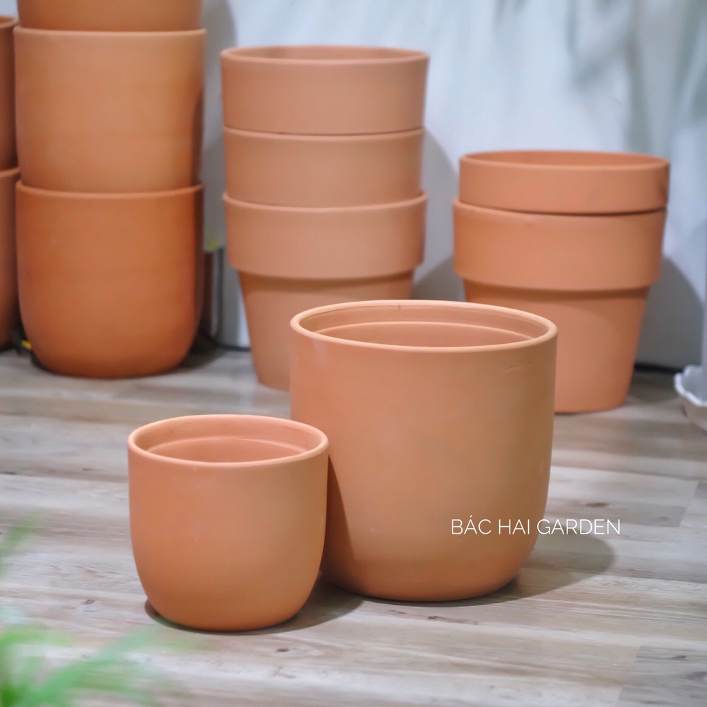 CHẬU ĐẤT NUNG TRỨNG VINTAGE D20H20- CHẬU TRỒNG CÂY- SHIP HỎA TỐC