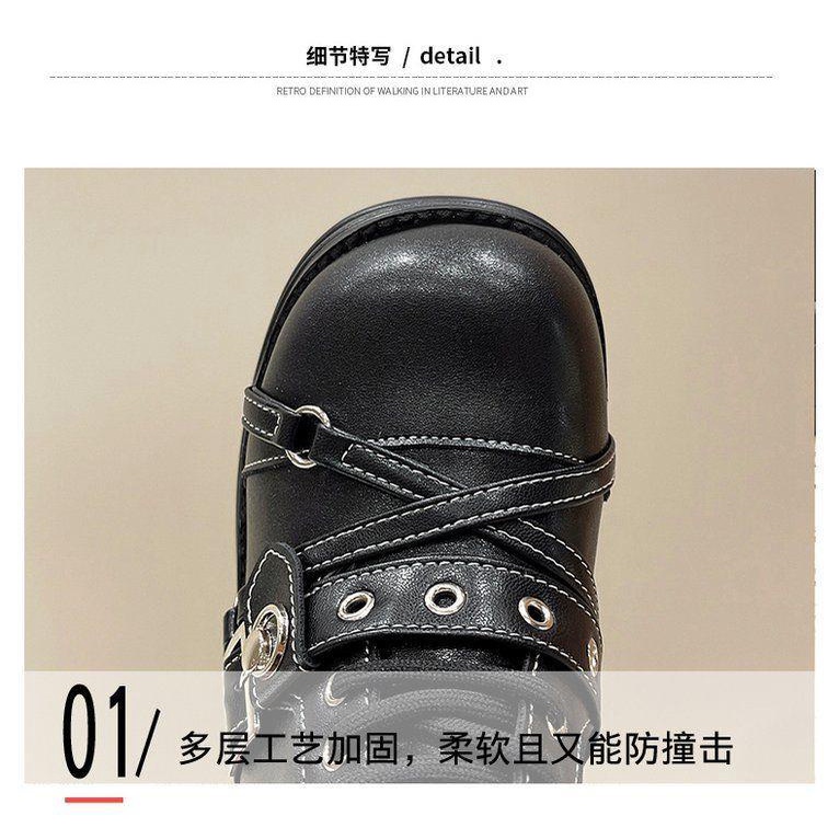 Đen Phong Cách Gothic Giày Da Nhỏ Cao Cấp Đế Dày Buộc Dây Giày Punk Giày Gothic Độc Đáo Văn Hóa Châu Á