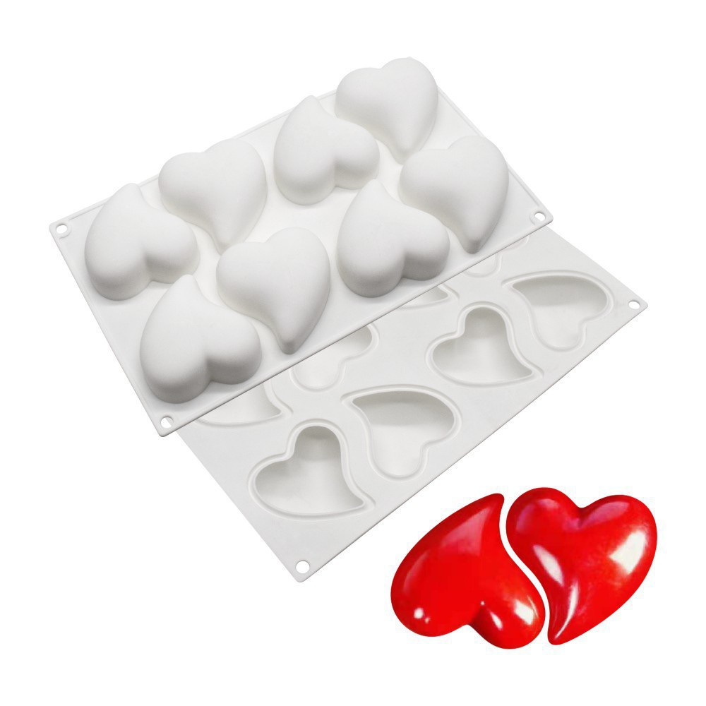 Khuôn Silicone Làm Bánh 8 Ngăn Hình Trái Tim