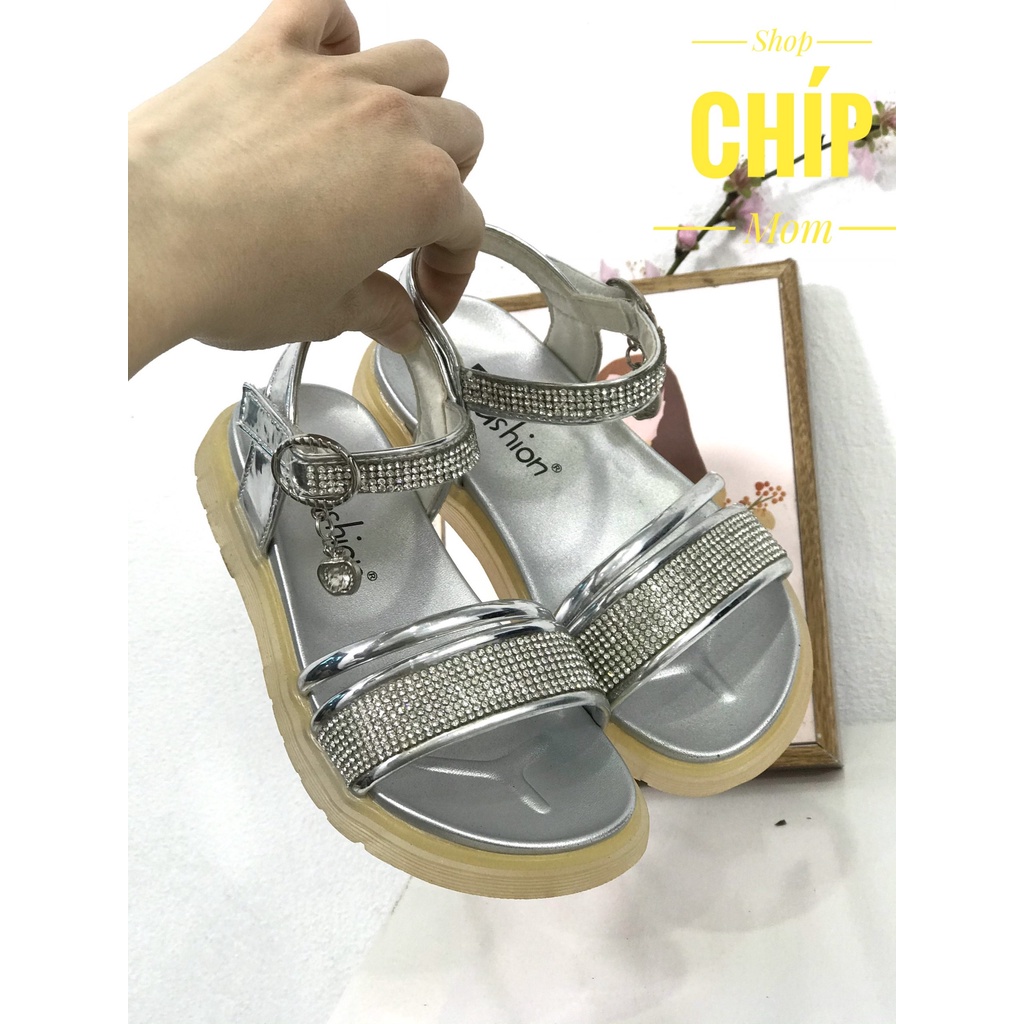 sandal bé gái dép quai hậu đi học cho bé đế dẻo chống trượi đính đá sang chảnh êm chân QCCC full hộp SL618